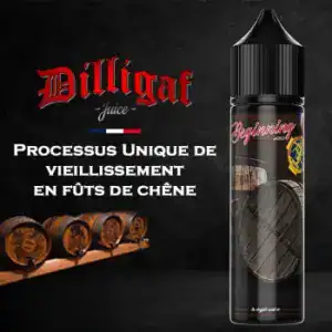 Flacon Beginning e-liquide Dilligaf 50 ml saveur crème anglaise fruits à coque whisky américain